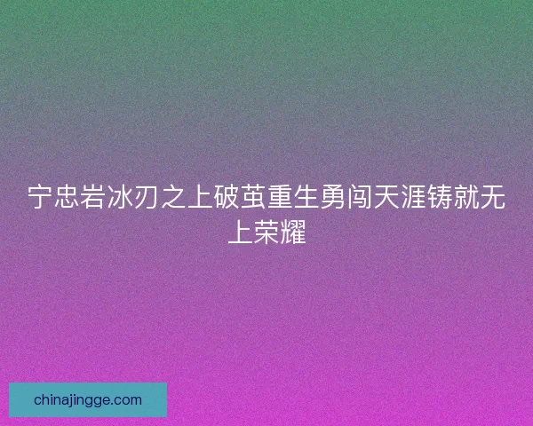 宁忠岩冰刃之上破茧重生勇闯天涯铸就无上荣耀